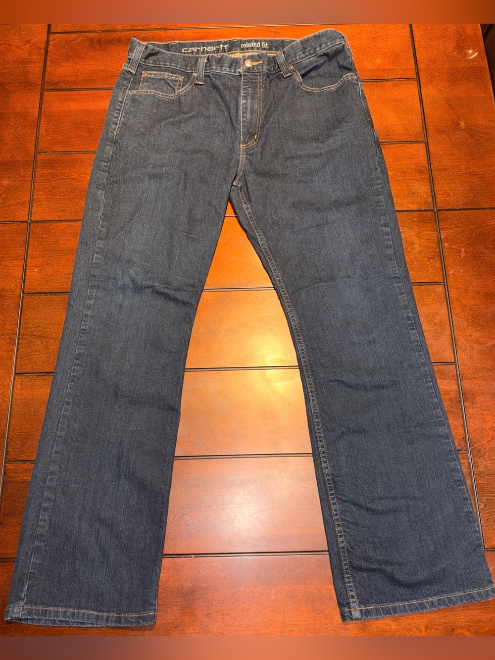 Carhartt Men’s 102809 Rugged Flex Relaxed Fit Bootcut Dark Blue Jeans Size 36x32